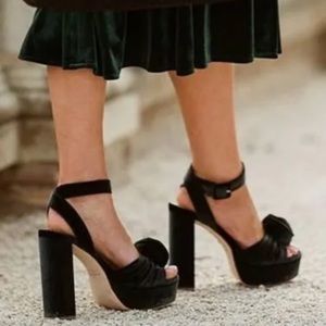 Antonio Melani x Nicola Bathie Emilia Velvet Rose Platform Dress Sandals